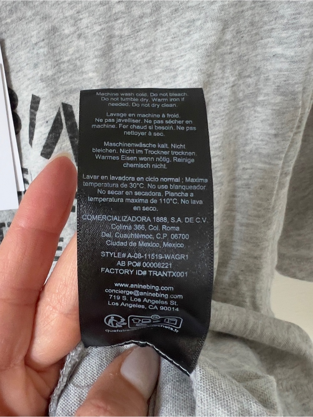 Anine Bing Cohen La Beverly Hills Tee in Washed Heather Grey NWT - Picture 8 of 8
